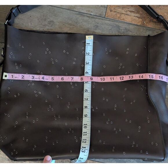 AllSaints Junai Leather Tote Crossbody Bag Brown Studded Studs Shoulder Hobo - Picture 8 of 9